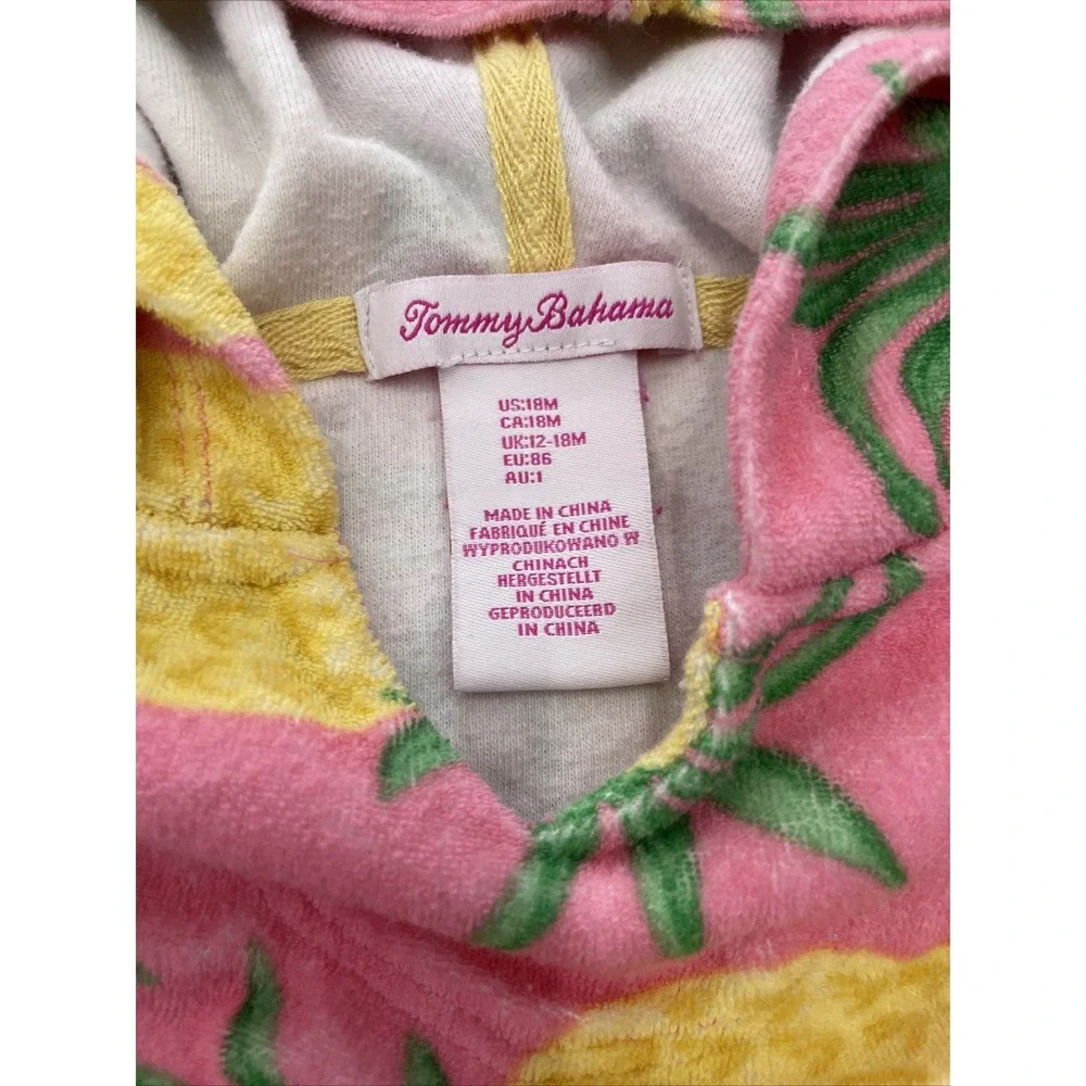 Tommy Bahama Kids Hooded Terry Cloth Cover Up Pink Pineapple 18M